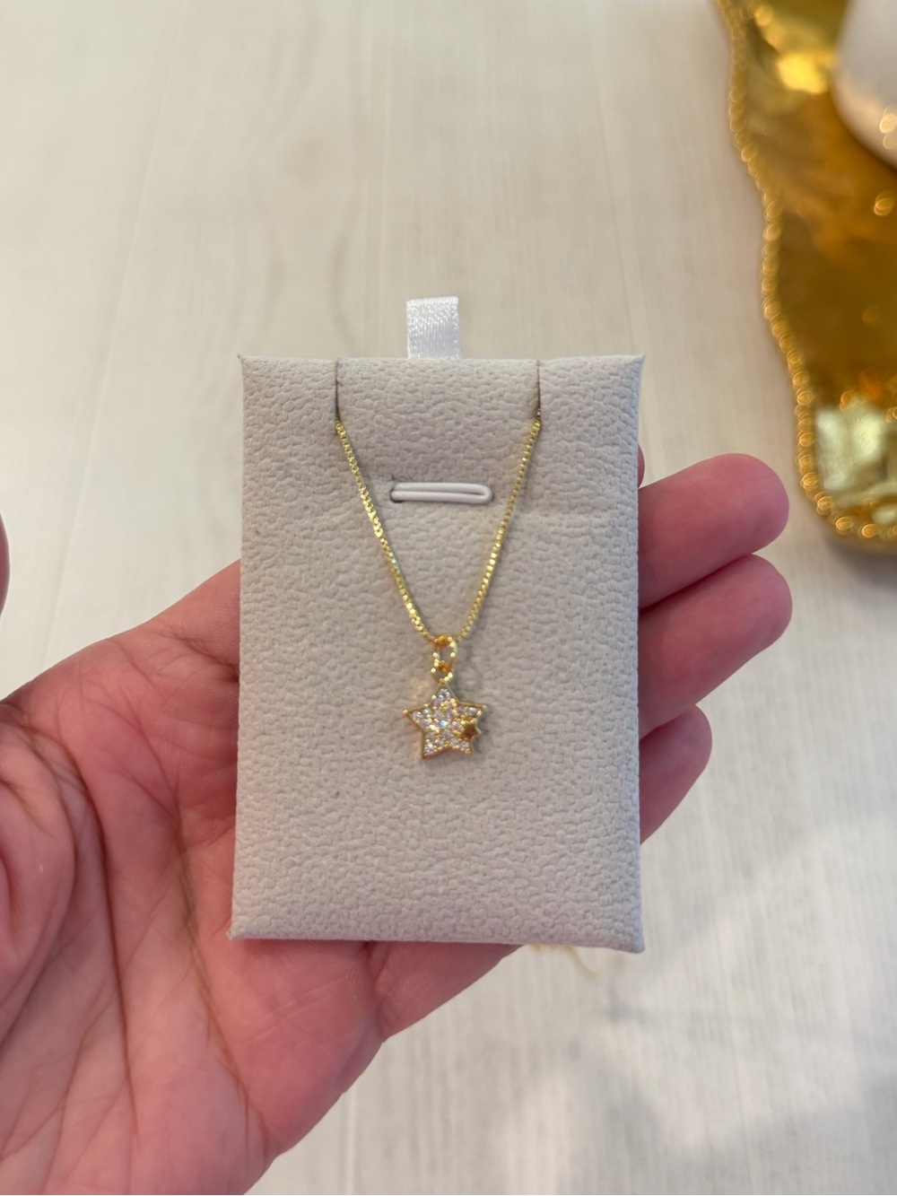 Gold Star Pendant Necklace with Cubic Zirconia - Women's Jewelry